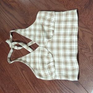 Hollister brown and white flannel halter top